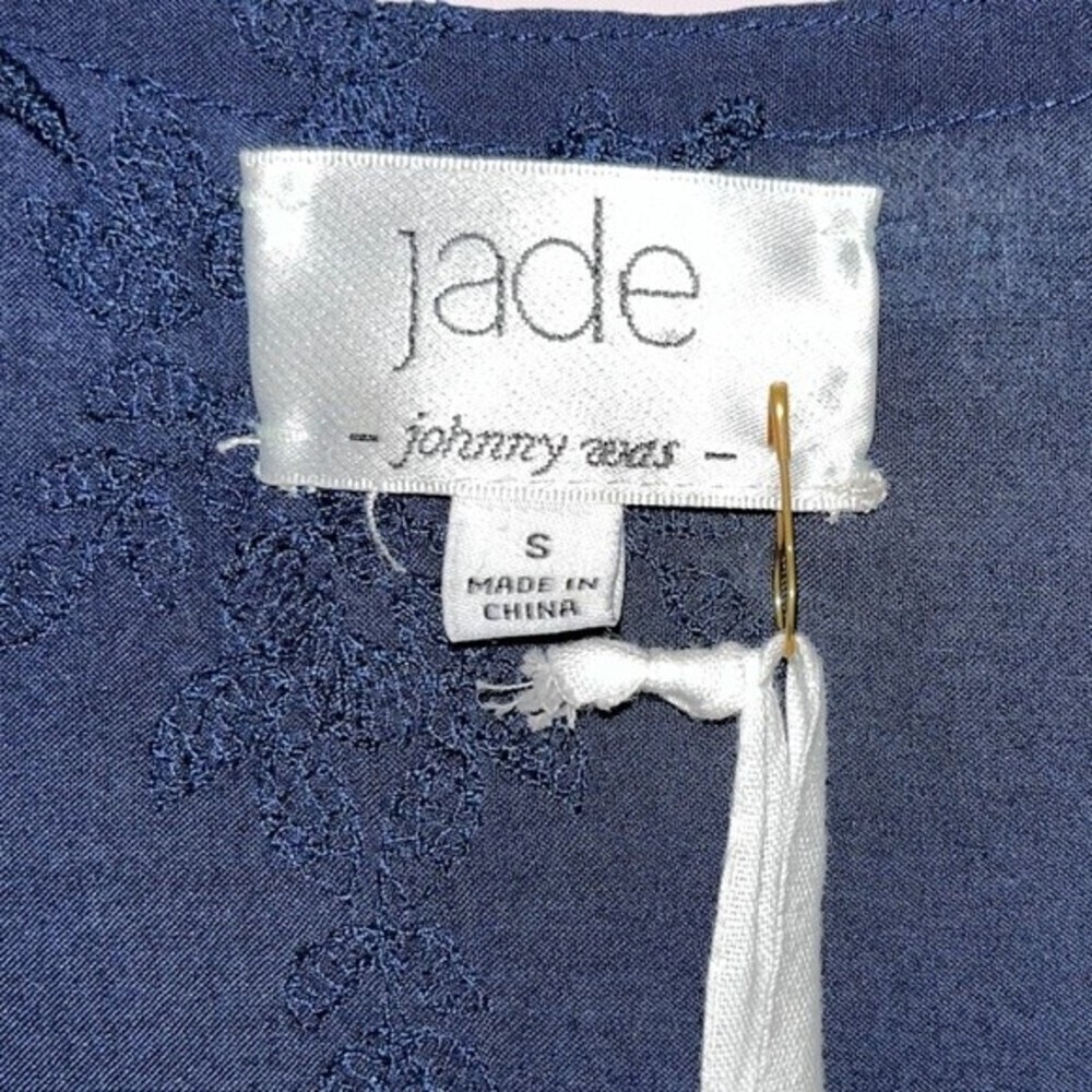 Jade by Johnny Was Sapphire Blue Maxi Dress Embroidered Button Womens Size Small - Picture 5 of 11